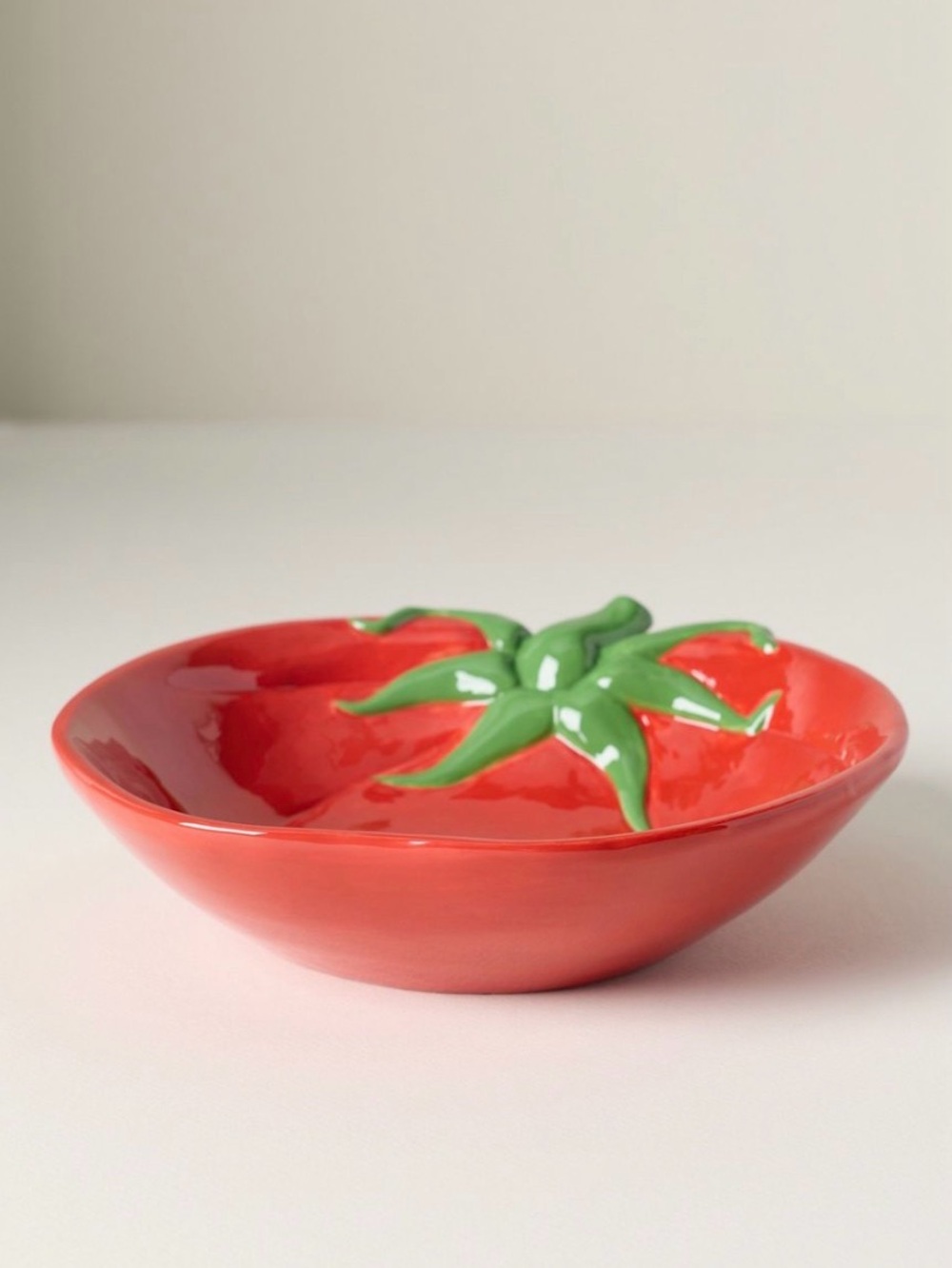 4 Anthropologie tomato shaped Stoneware pasta bowls